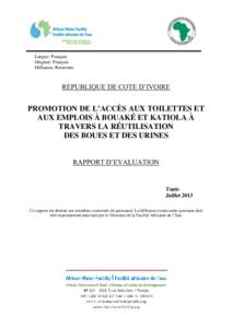 Langue: Français Original: Français Diffusion: Restreinte REPUBLIQUE DE COTE D’IVOIRE