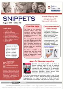 SNIPPETS August 2014 Linking Seniors with Community Informa on