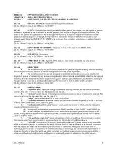 TITLE 20 CHAPTER 3 PART 4 ENVIRONMENTAL PROTECTION RADIATION PROTECTION