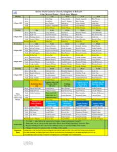 Sacred Heart Catholic Church, Kingdom of Bahrain Altar Servers Roster - Week days Masses Monday 6:00pm-SHC