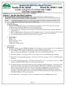 Nevada Department of Conservation and Natural Resources • Division of Environmental Protection  Facility ID No. A0359 Permit No. AP4911-1349