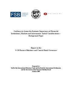 Guidance to Assess the Systemic Importance of Financial Institutions, Markets and Instruments: Initial Considerations— Background Paper Report to the G-20 Finance Ministers and Central Bank Governors