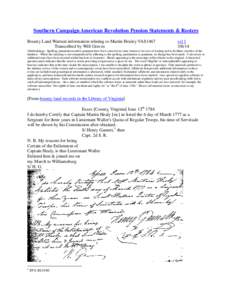 Southern Campaign American Revolution Pension Statements & Rosters Bounty Land Warrant information relating to Martin Healey VAS1467 Transcribed by Will Graves vsl[removed]