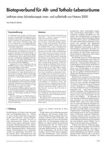 Biotopverbund für Alt- und Totholz-Lebensräume Leitlinien eines Schutzkonzepts inner- und außerhalb von Natura 2000 Von Eckhard Jedicke Zusammenfassung