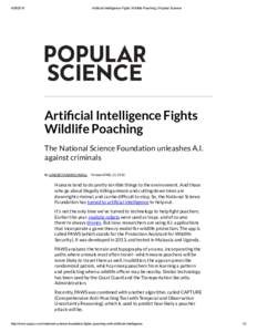 Artificial Intelligence Fights Wildlife Poaching | Popular Science Arti cial Intelligence Fights Wildlife Poaching