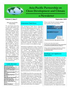 Asia-Pacific Partnership on Clean Development and Climate e-Newsletter Volume 3, Issue 3  September 2010