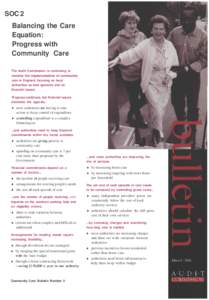 SOC 2  Balancing the Care Equation: Progress with Community Care