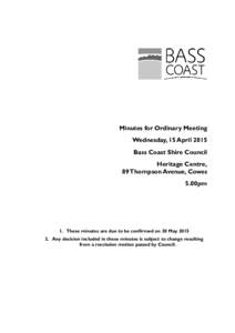 Minutes of Ordinary Meeting - 15 April 2015