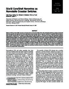 NANO LETTERS Si/a-Si Core/Shell Nanowires as Nonvolatile Crossbar Switches