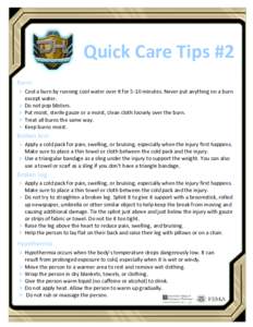 Quick Care Tips #2 Burns    