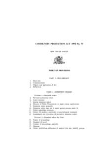 COMMUNITY PROTECTION ACT 1994 No. 77  NEW SOUTH WALES TABLE OF PROVISIONS