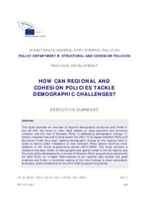 HOW CAN REGIONAL AND COHESION POLICIES TACKLE DEMOGRAPHIC CHALLENGES?
