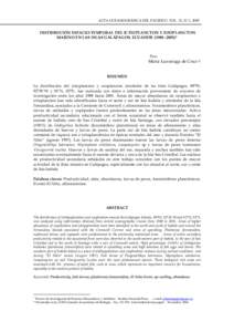 ACTA OCEANOGRÁFICA DEL PACIFICO. VOL. 15, Nº 1, 2009  DISTRIBUCIÓN ESPACIO-TEMPORAL DEL ICTIOPLANCTON Y ZOOPLANCTON MARINO EN LAS ISLAS GALÁPAGOS, ECUADOR (1988 –2001)*  Por: