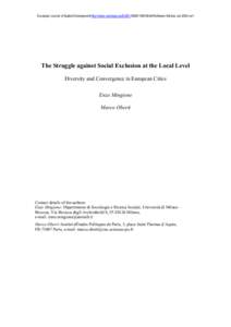 European Journal of Spatial Development-http://www.nordregio.se/EJSD/-ISSNRefereed Articles Jan 2003-no1  The Struggle against Social Exclusion at the Local Level Diversity and Convergence in European Cities E