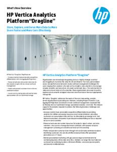 What’s New Overview  HP Vertica Analytics Platform“Dragline” Store, Explore, and Serve More Data to More Users Faster and More Cost-Effectively