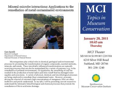 Mineral-microbe interactions: Applications to the remediation of metal contaminated environments MCI  Topics in