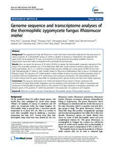 Genetics / Rhizomucor miehei / Cheese / Molecular biology / Aspergillus / Mold / Genome size / Rhizopus oryzae / Gene / Biology / Genomics / Zygomycota