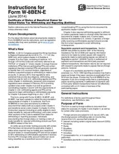 Instructions for Form W-8BEN-E Department of the Treasury Internal Revenue Service