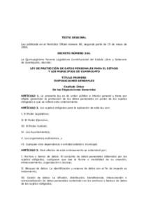 TEXTO ORIGINAL Ley publicada en el Periódico Oficial número 80, segunda parte de 19 de mayo deDECRETO NÚMERO 266. La Quincuagésimo Novena Legislatura Constitucional del Estado Libre y Soberano de Guanajuato, d