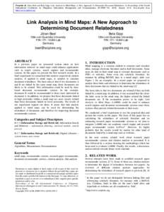 Preprint of: Jöran Beel and Bela Gipp. Link Analysis in Mind Maps: A New Approach To Determine Document Relatedness. In Proceedings of the Fourth International Conference on Ubiquitous Information Management and Communi