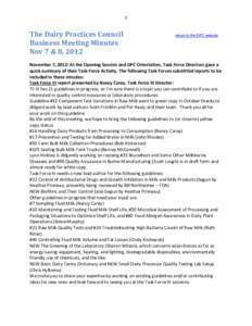 1  The Dairy Practices Council Business Meeting Minutes Nov 7 & 8, 2012