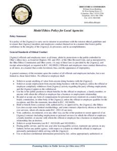 OHIO ETHICS COMMISSION William Green Building 30 West Spring Street, L3 Columbus, Ohio[removed]Telephone: ([removed]Fax: ([removed]