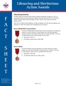 Lifesaving and Meritorious Action Awards Lifesaving Awards F A