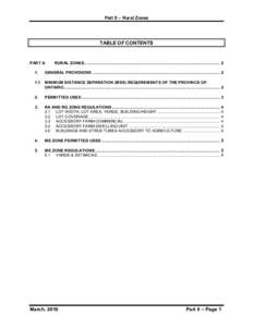 Part 8 – Rural Zones  TABLE OF CONTENTS PART 8: