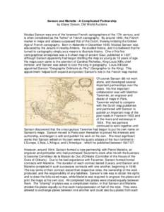 Sanson and Mariette - A Complicated Partnership by Eliane Dotson, Old World Auctions Nicolas Sanson was one of the foremost French cartographers of the 17th century, and is often considered as the 