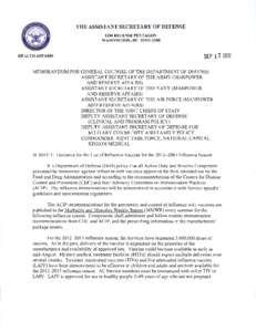THE ASSISTANT SECRETARY OF DEFENSE 1200 DEFENSE PENTAGON WASHINGTON, DC[removed]HEALTH AFFAIRS