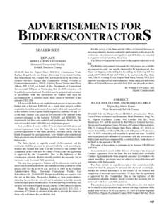 ADVERTISEMENTS FOR  BIDDERS/CONTRACTORS SEALED BIDS REPLACE MOGUL LOCKS AND HINGES