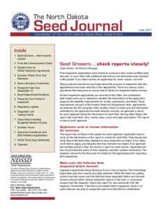 The North Dakota  Seed Journal JUNE 2007