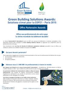 .org  Green Building Solutions Awards: Solutions climat pour la COP21 - Paris 2015