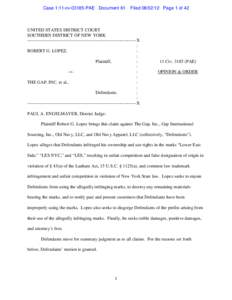 Case 1:11-cv[removed]PAE Document 61  Filed[removed]Page 1 of 42 UNITED STATES DISTRICT COURT SOUTHERN DISTRICT OF NEW YORK