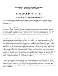   The Labrador Institute of Memorial University & The Labrador film foundation present  Labrador/ians on Film