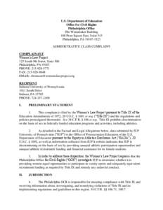 Title IX / Academia / Indiana University of Pennsylvania / Pennsylvania / Student athlete / Athletics / Pennsylvania State Athletic Conference / College athletics / Sports / 92nd United States Congress / Sports law