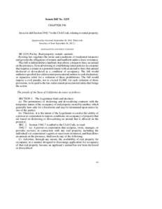 Senate Bill NoCHAPTER 596 An act to add Sectionto the Civil Code, relating to rental property. [Approved by Governor September 26, 2012. Filed with Secretary of State September 26, 2012.]