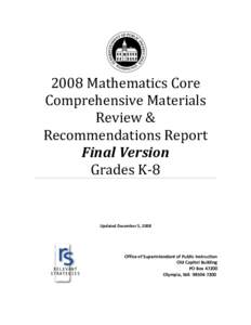 2008 Mathematics Instructional Materials Review & Recommendations Preliminary Draft