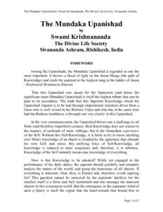The Mundaka Upanishad by Swami Krishnananda, The Divine Life Society, Sivananda Ashram  The Mundaka Upanishad by  Swami Krishnananda