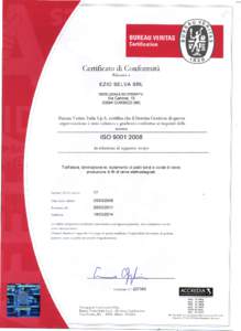 Certificato di Conformità Rilasciato a EZIO SELVA SRL SEDELEGALEEDOPERATIV: Via Canova, 15