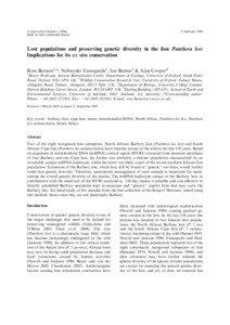 Fauna of Africa / Genetic genealogy / DNA / Mitochondrial genetics / Phylogenetics / Barbary lion / Panthera leo spelaea / Mitochondrial DNA / Haplotype / Lions / Genetics / Biology