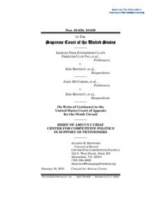 Nos[removed], [removed]IN THE Supreme Court of the United States ———— ARIZONA FREE ENTERPRISE CLUB’S