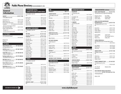 Public Phone Directory REVISED NOVEMBER 17, 2014 General Information City Hall........................................ [removed]Broadalbin Street SW Employment Line..................................... [removed]