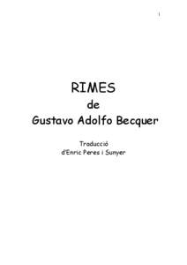 1  RIMES de Gustavo Adolfo Becquer Traducció