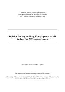 Telephone Survey Research Laboratory  Hong Kong Institute of Asia-Pacific Studies The Chinese University of Hong Kong