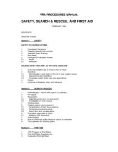 VRA PROCEDURES MANUAL  SAFETY, SEARCH & RESCUE, AND FIRST AID FEBRUARY 1994 CONTENTS About this manual