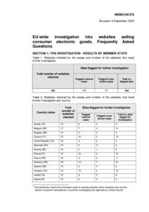 MEMO[removed]Brussels, 9 September 2009 EU-wide investigation into consumer electronic goods. Questions