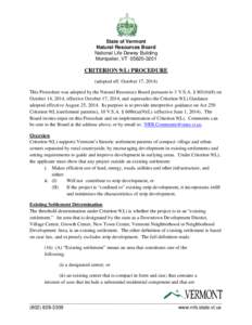 State of Vermont Natural Resources Board National Life Dewey Building Montpelier, VT[removed]CRITERION 9(L) PROCEDURE