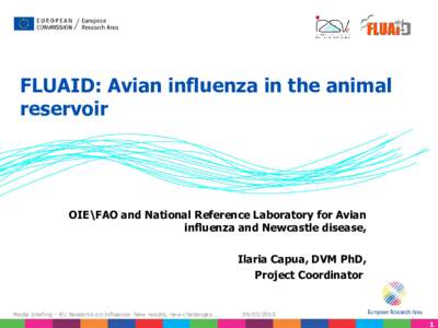 FLUAID: Avian influenza in the animal reservoir OIE\FAO and National Reference Laboratory for Avian influenza and Newcastle disease, Ilaria Capua, DVM PhD,