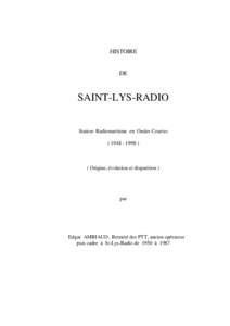 HISTOIRE  DE SAINT-LYS-RADIO Station Radiomaritime en Ondes Courtes